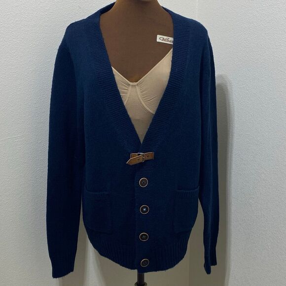 Trovata Wool Blend Navy Blue V-Neck
Cardigan Sweater Women's Size Medium - Picture 9 of 12